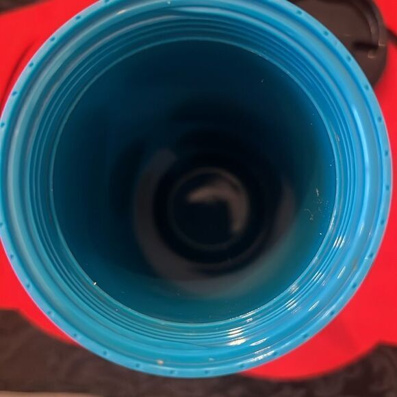 NWT Starbucks 2013 16oz turquoise w/orange pumpkins travel mug w/black slide top - Picture 7 of 9